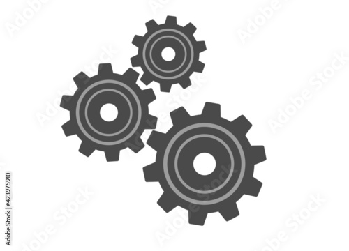 Three gray cog wheels on white background