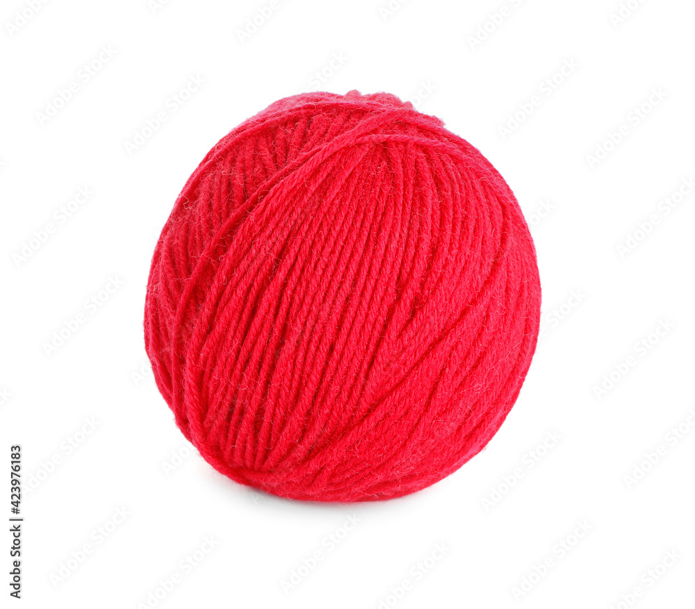 Soft red woolen yarn isolated on white Soft red woolen yarn isolated on white
