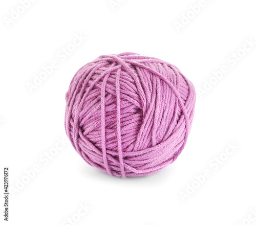 Soft lilac woolen yarn isolated on white