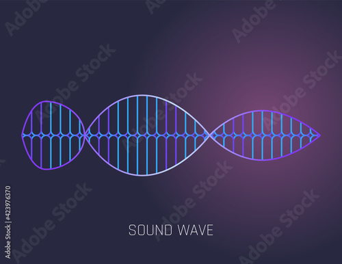 Color sound wave. Audio digital equalizer technology, musical pulse Illustration. Voice line waveform or volume level symbol. Curve radio wave