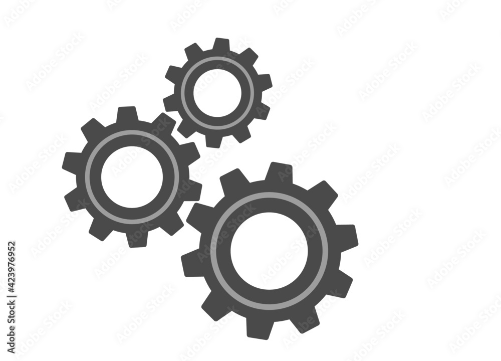 Three gray cog wheels on white background Three gray cog wheels on white background