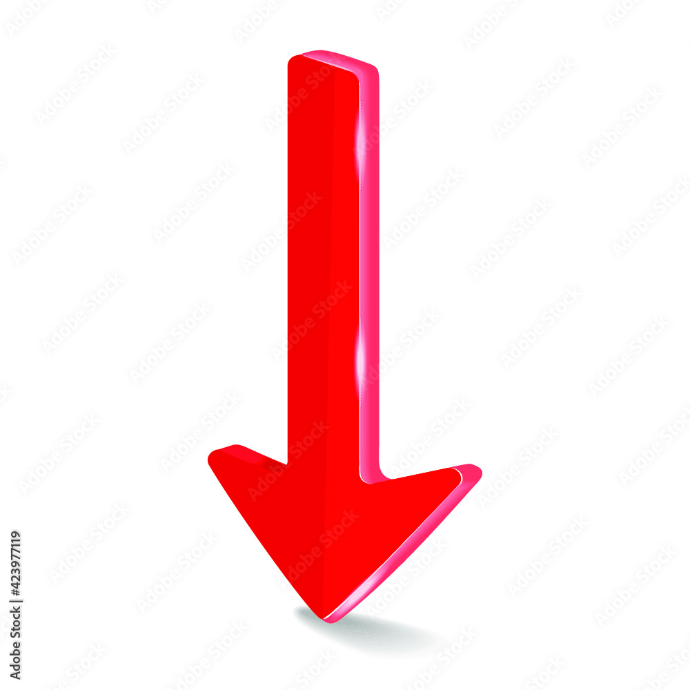 Red downward arrow isolated on a white background Red downward arrow isolated on a white background