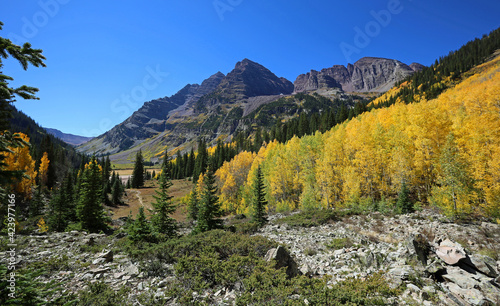 Landscape with the trail to Maroon Bells, Colorado
