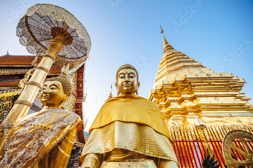 Golden Buddha statues at Wat Phra That Doi Suthep (Chiang Mai, Thailand)
