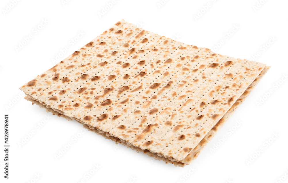 Passover matzos isolated on white. Pesach celebration Passover matzos isolated on white. Pesach celebration