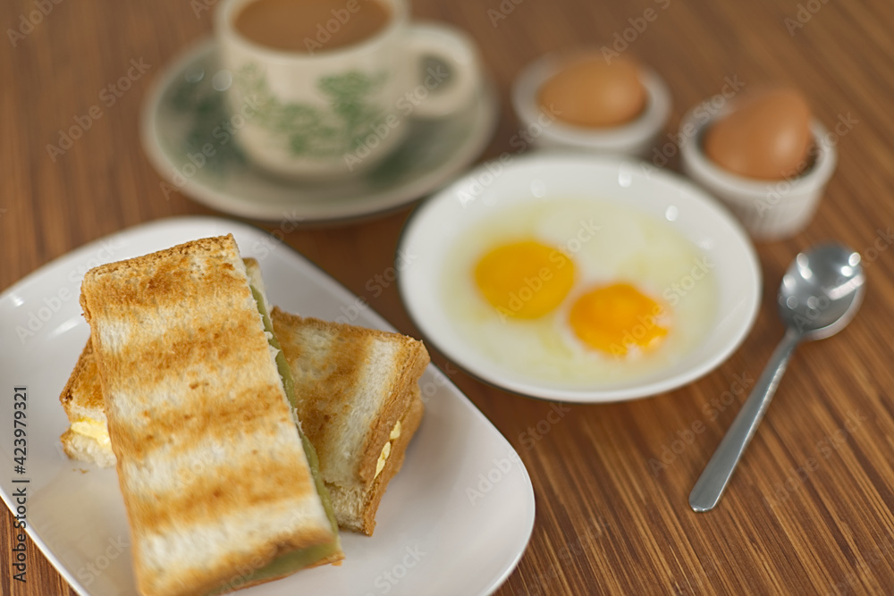 toasted bread and egg set in south east asia toasted bread and egg set in south east asia