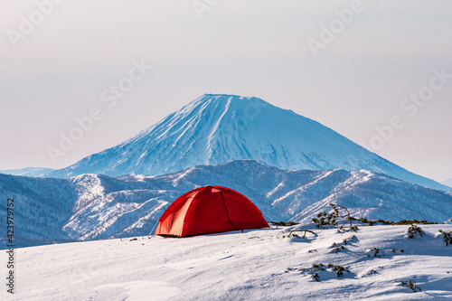 冬山 テント 日の出