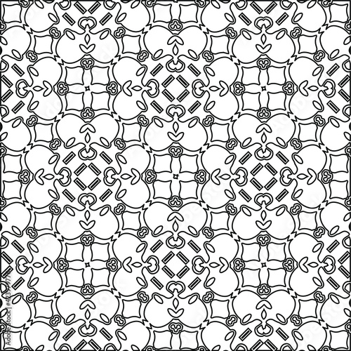Geometric vector pattern with triangular elements. Seamless abstract ornament for wallpapers and backgrounds. Black and white colors. 