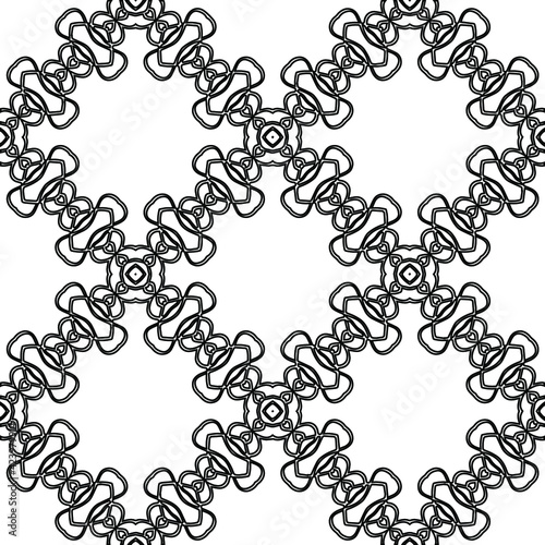 Geometric vector pattern with triangular elements. Seamless abstract ornament for wallpapers and backgrounds. Black and white colors. 