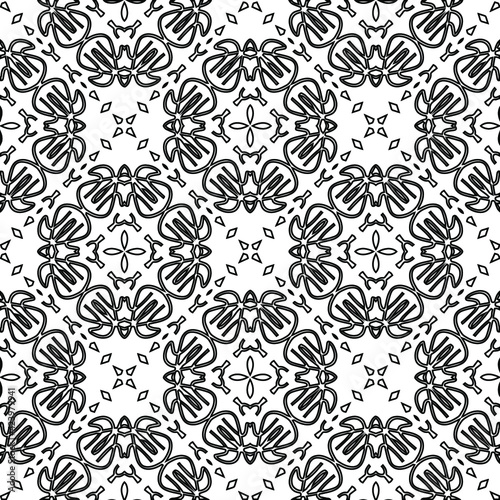 Geometric vector pattern with triangular elements. Seamless abstract ornament for wallpapers and backgrounds. Black and white colors. 