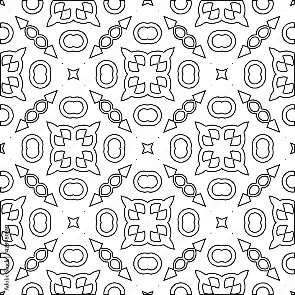 Geometric vector pattern with triangular elements. Seamless abstract ornament for wallpapers and backgrounds. Black and white colors. 