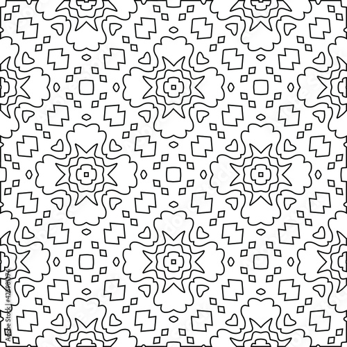 Geometric vector pattern with triangular elements. Seamless abstract ornament for wallpapers and backgrounds. Black and white colors. 