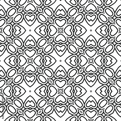 Geometric vector pattern with triangular elements. Seamless abstract ornament for wallpapers and backgrounds. Black and white colors. 