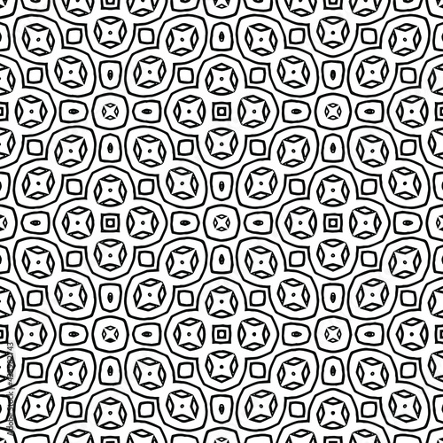 Geometric vector pattern with triangular elements. Seamless abstract ornament for wallpapers and backgrounds. Black and white colors. 