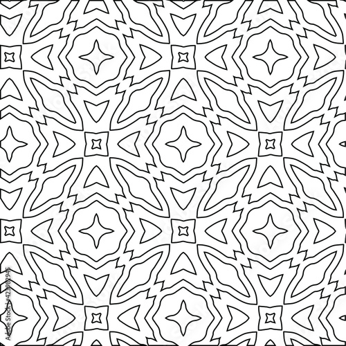 Geometric vector pattern with triangular elements. Seamless abstract ornament for wallpapers and backgrounds. Black and white colors. 