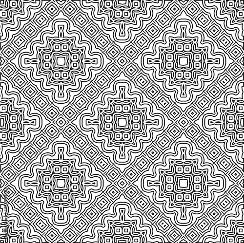 Geometric vector pattern with triangular elements. Seamless abstract ornament for wallpapers and backgrounds. Black and white colors. 