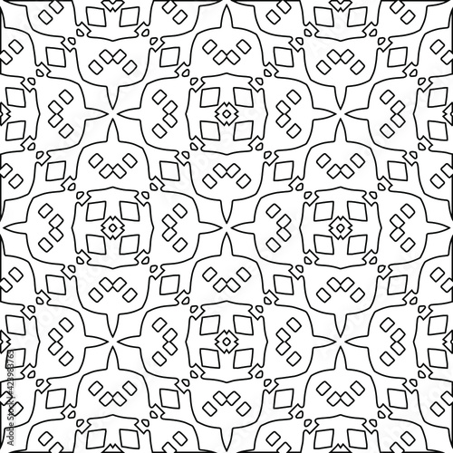 Geometric vector pattern with triangular elements. Seamless abstract ornament for wallpapers and backgrounds. Black and white colors. 