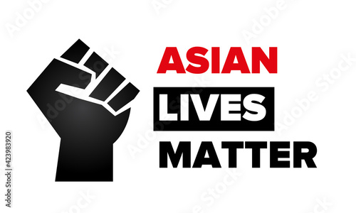 Hands with appeals. Stop Asian hate. Anti-racism banner in support of the Asian community. Stop hating AAPI.