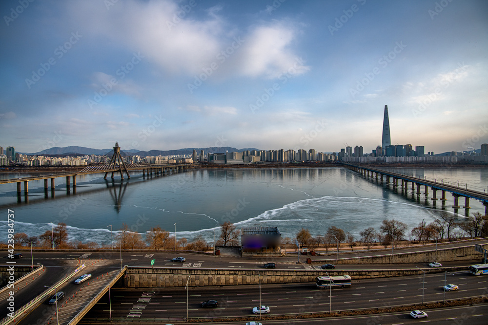 view of Han river in Seoul, South Korea