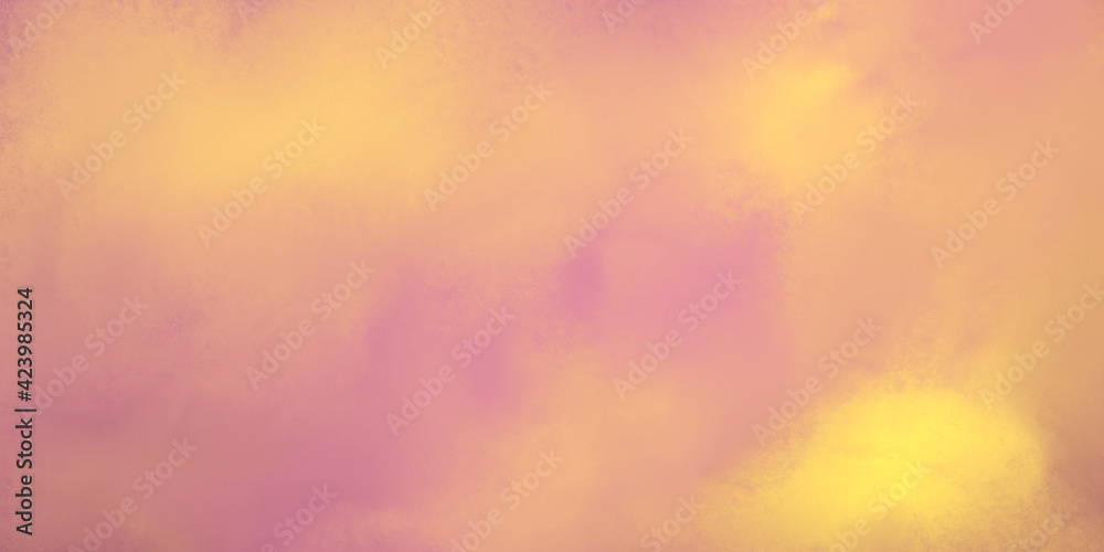 pink yellow sky. abstract artistic simple colorful hand drawn background with clouds