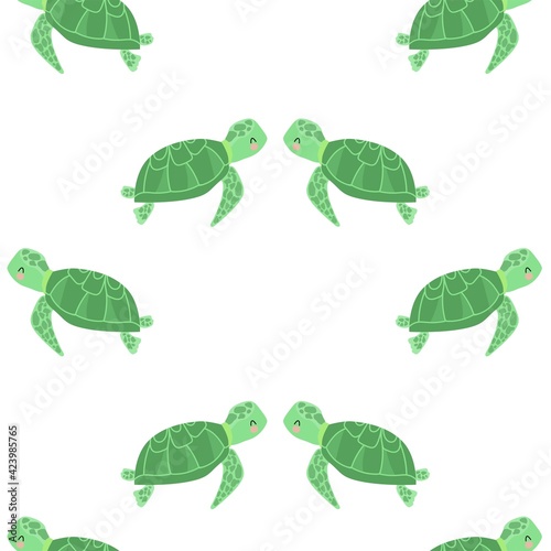 Sea turtle seamless pattern vector print design for textiles, paper, postcards, childrens fashion fabric
