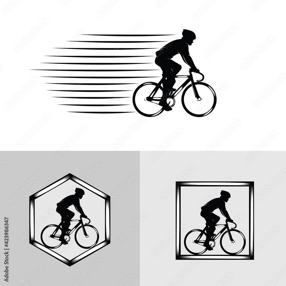 Fototapeta premium Set of cyclist logo silhouettes