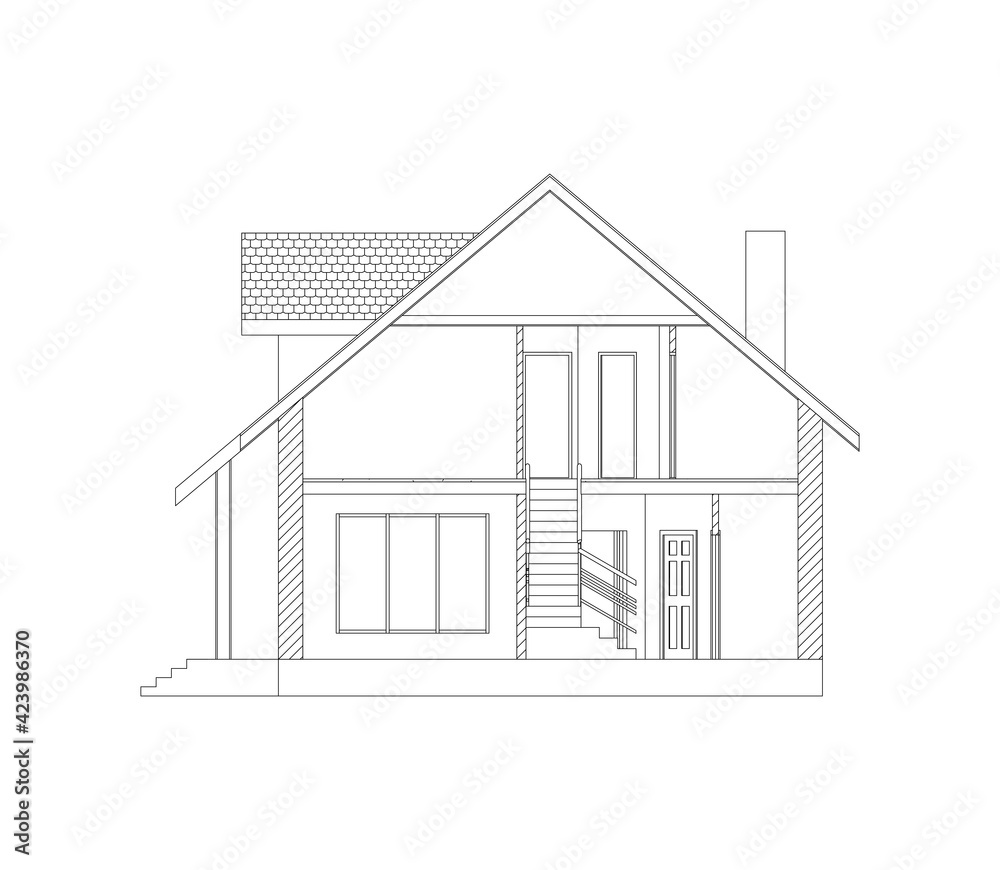 Modern architectural background.  Cross-section house. Vector illustration. 10 eps.