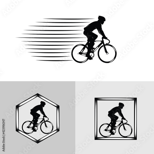 Set of cyclist logo silhouettes