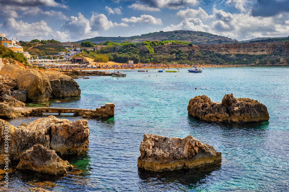 Golden Bay In Malta Island