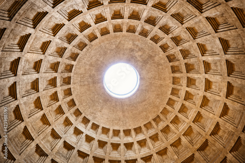 Monumental Dome Of The Pantheon In Rome, Italy