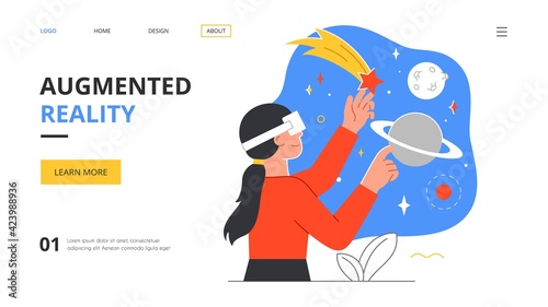 Woman looking at the planets of the solar system