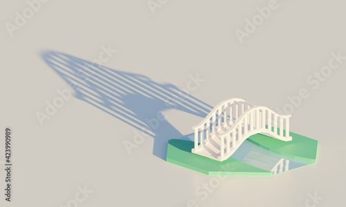 3D illustration of bridge on green base
