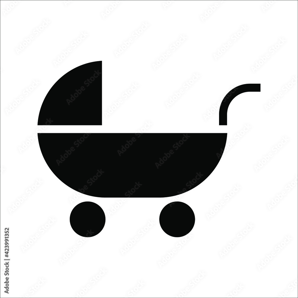 Baby stroller vector sketch icon isolated on white background. color editable Baby stroller vector sketch icon isolated on white background. color editable