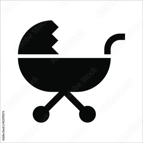 Baby stroller vector sketch icon isolated on white background. color editable