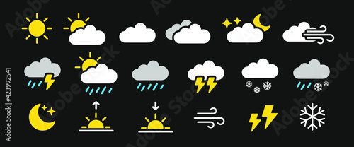 Color weather icons set. Meteorology symbol for web and apps.