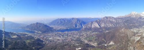 Aerial wide view of the Lake of Lecco