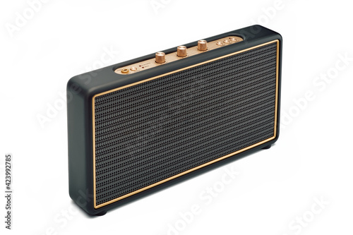 Black bluetooth speaker, isolate on white