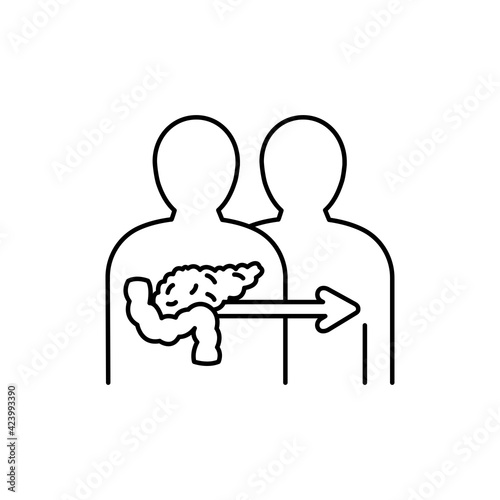 Pancreas transplant color line icon. Eating show. Autonomous sensory meridian response, sound waves as a symbol of enjoying sounds. Editable stroke.