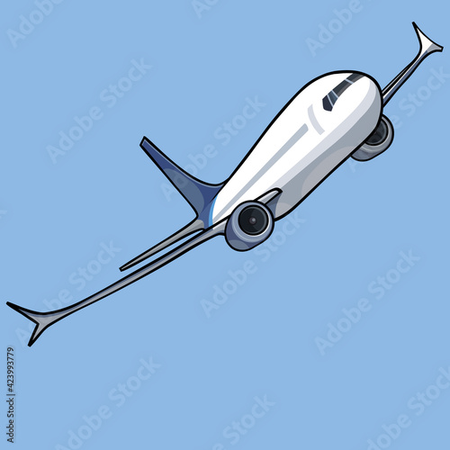 white plane flying on blue sky background