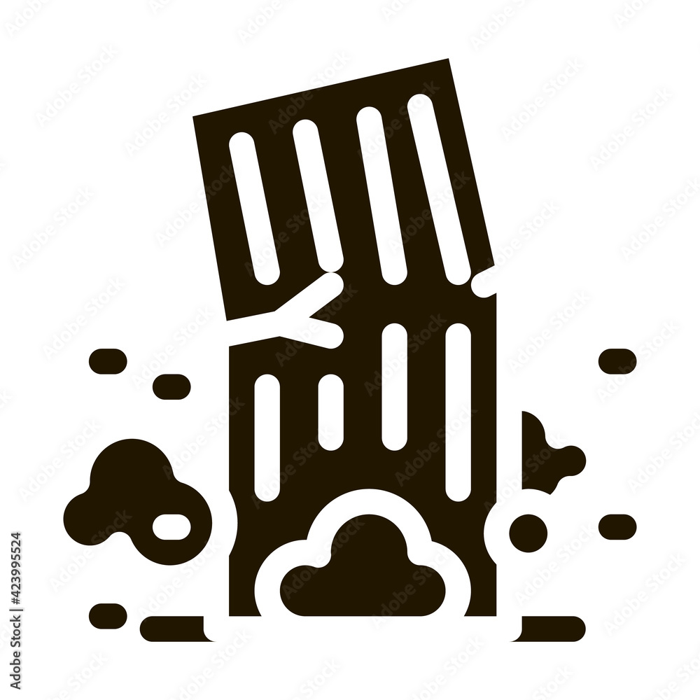 highrise building collapse glyph icon vector. highrise building