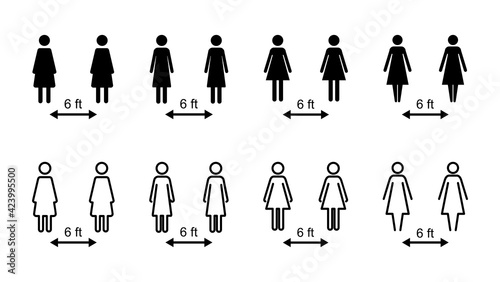 Social distancing icon set. social distance icon. self quarantine sign