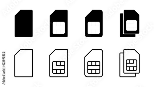 Sim card icon set. dual sim card icon vector