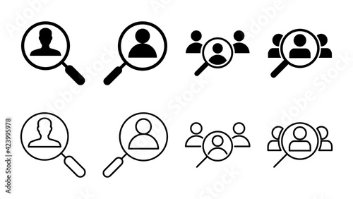 Hiring icon set. Search job vacancy icon. Human resources concept. Recruitment