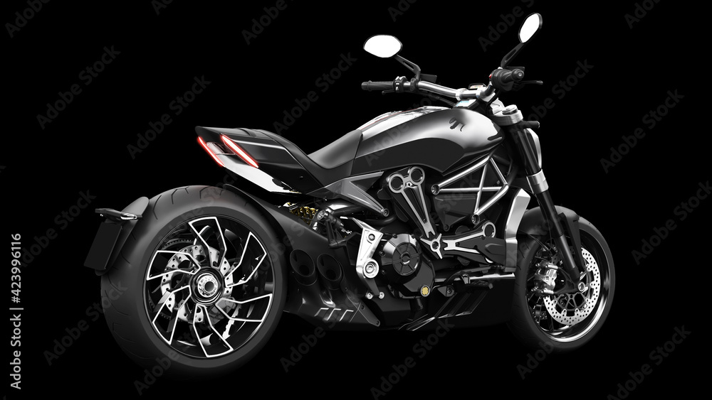 Fototapeta premium Dark black metallic chopper motorcycle