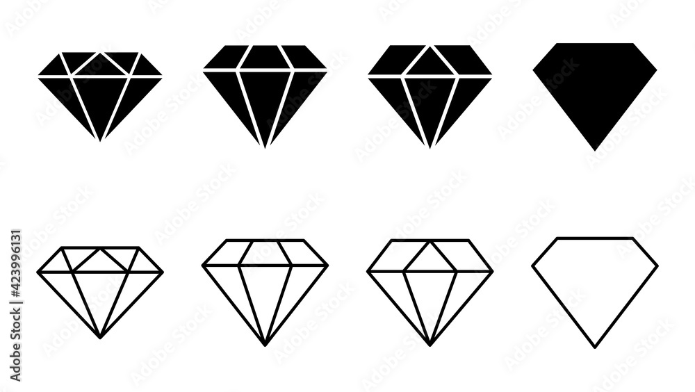 Diamond icon set. diamond gems vector icon. Diamond icon set. diamond gems vector icon.