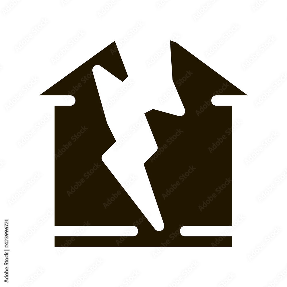 lightning destroyed house glyph icon vector. lightning destroyed house sign. isolated symbol illustration lightning destroyed house glyph icon vector. lightning destroyed house sign. isolated symbol illustration
