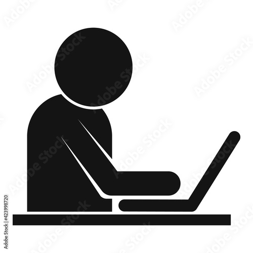 Trader laptop work icon, simple style