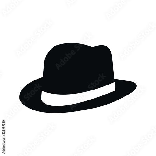 Fedora Hat icon, gentleman's hat isolated on white. Vector illustration