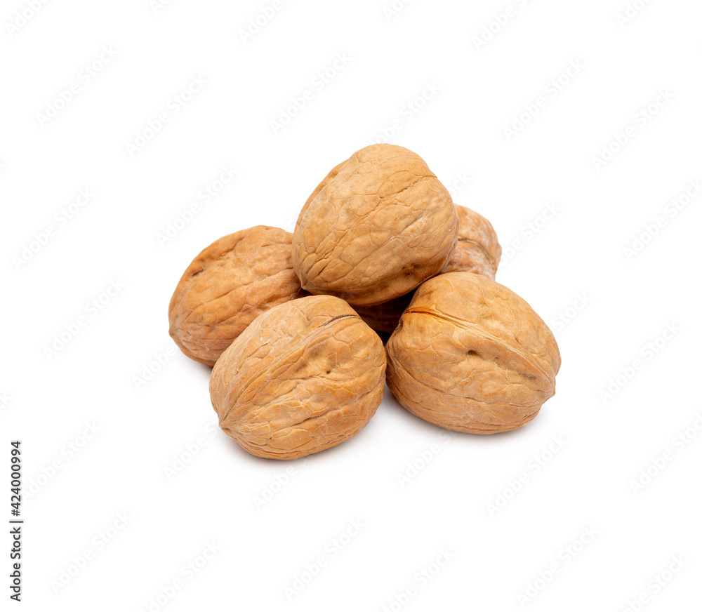 dried walnuts on white background dried walnuts on white background