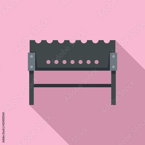 Coal brazier icon, flat style